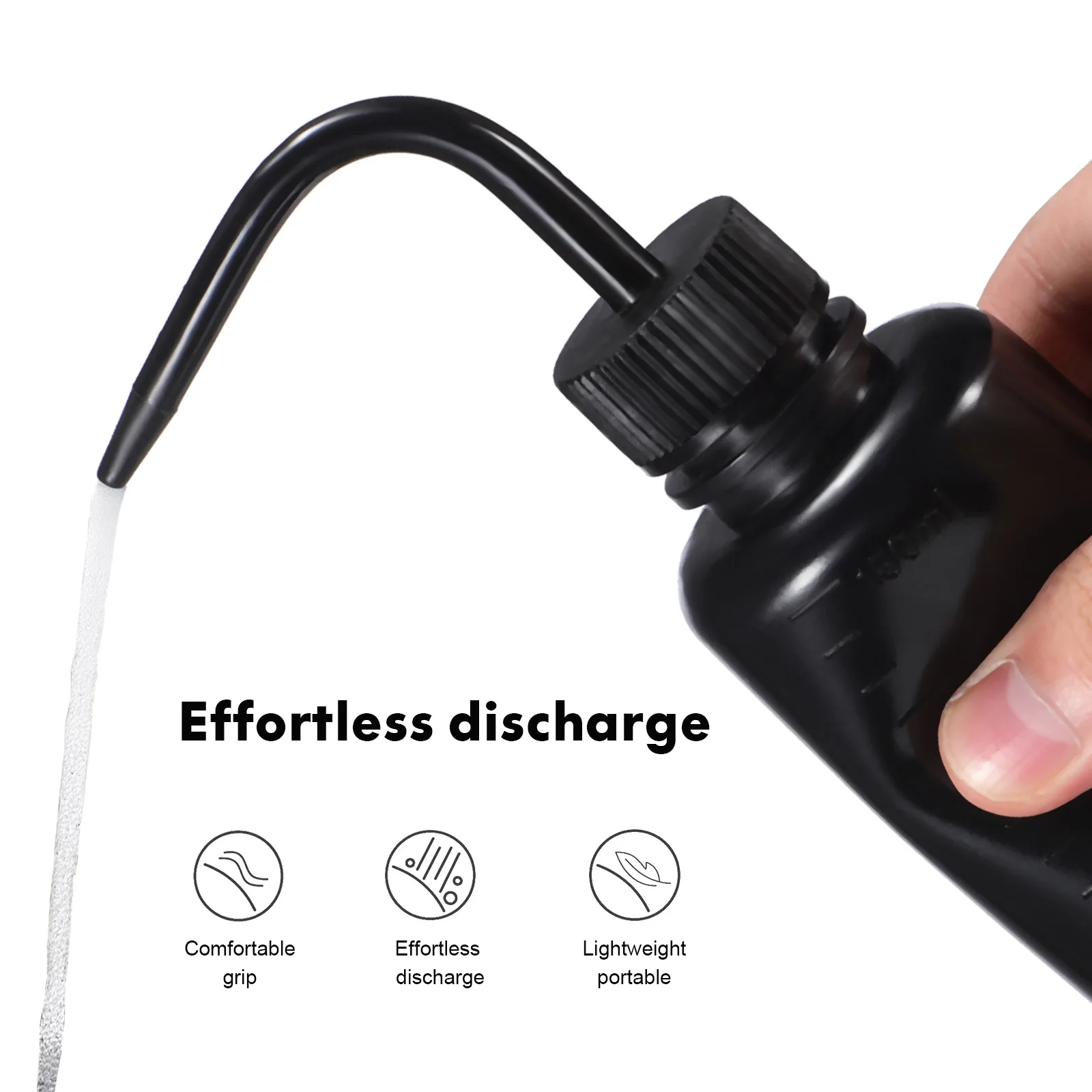 Bouteilles de lavage en plastique vides noires de 150ml, 3 pièces, bouteilles légères et portables à presser pour liquides, arrosage des plantes, nettoyage du tatouage