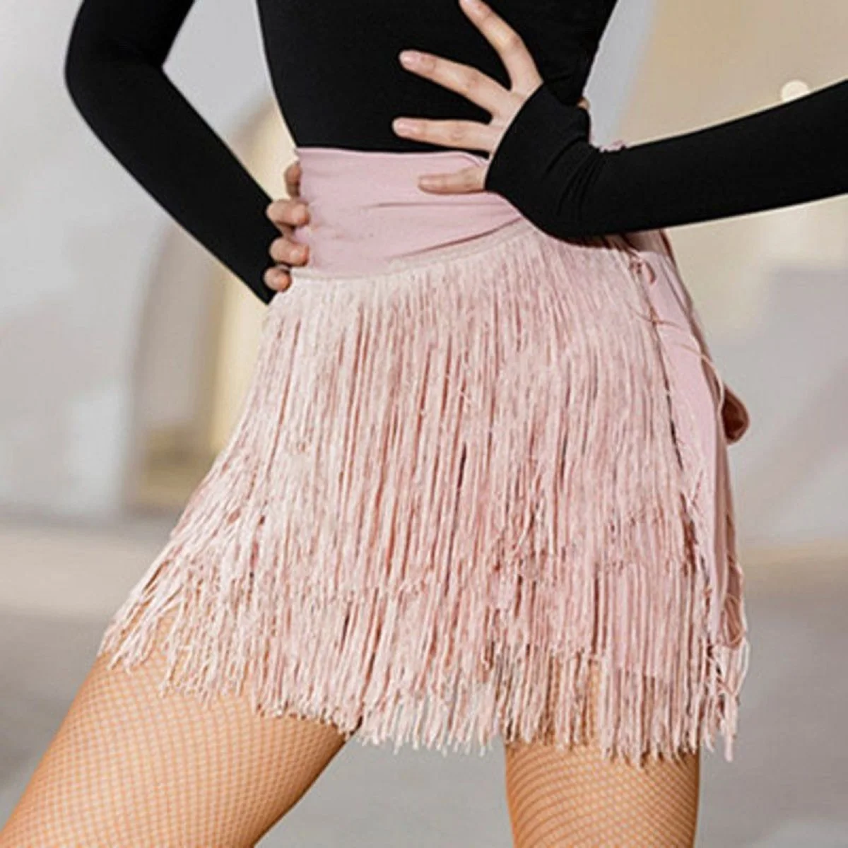 Taniec latynoski spódnice do tańca towarzyskiego dla kobiet Tango Salsa Fringe Swing Hip Scarf Rumba nieregularny brzeg stroje taneczne