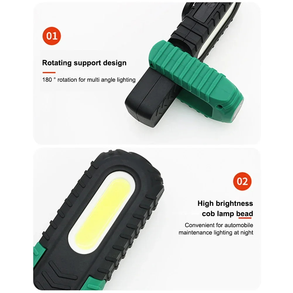 Outdoor Lighting COB LED Work Light Portable Flashlight Inspection Lights with Magnetic Base USB Rechargeable Auto Repair Lamp