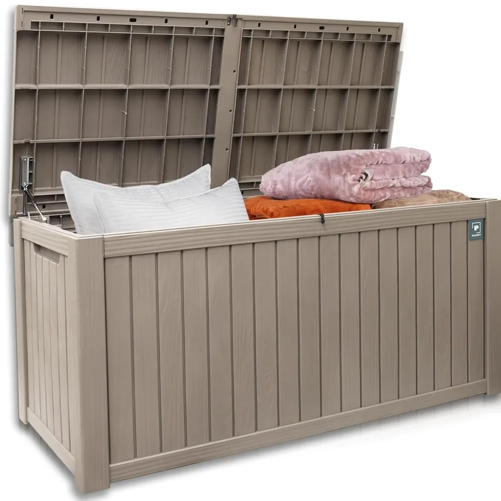 

Ящик для хранения на открытом воздухе, 180-галонные коробки для палубы, водонепроницаемые для улицы, водонепроницаемая коробка для террасы из смолы для мебели для патио, уличные подушки