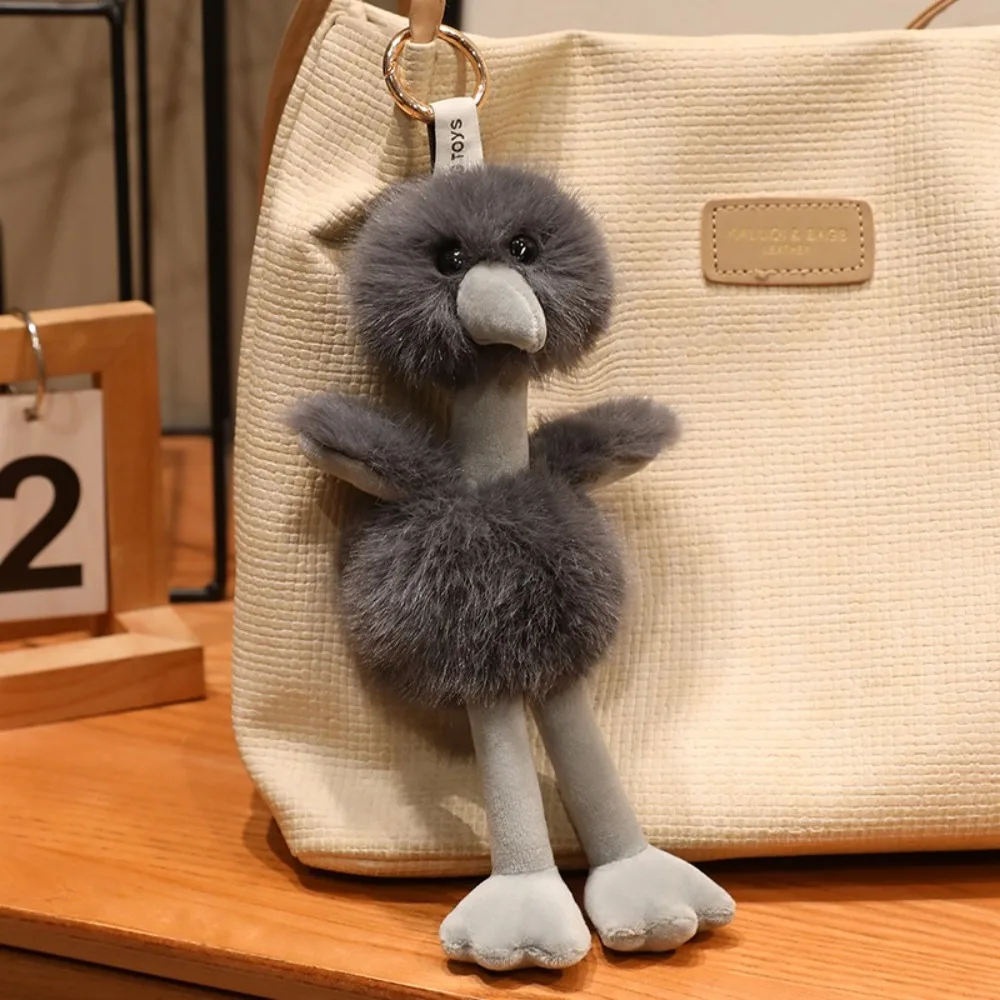 Soft Stuffed Ostrich Plush Keychains Furry Kawaii Ostrich Plush Doll Pendant Cute 20cm Bird Plush Keychains Pendant Decor