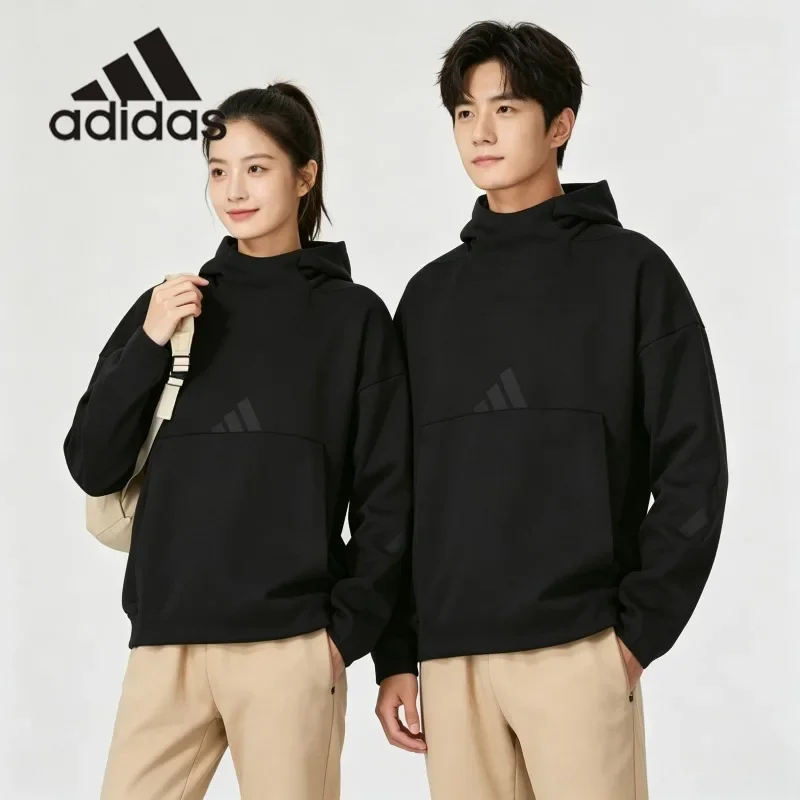 adidas Cropped French Terry Hoodie Y2K Boxy Silhouette Soft Pocket Daily StreetwearJE7537 1PCS