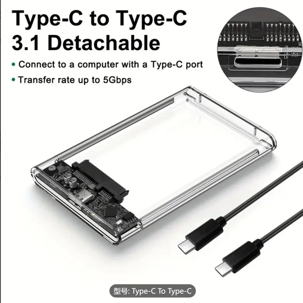 New Transparent Portable Hard Drive Case For 2.5-inch SATA HDD/SSD USB 3.0 External Reader for Desktops and Laptops