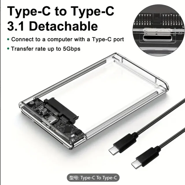 Nowa przezroczysta przenośna obudowa dysku twardego na 2,5-calowy dysk SATA HDD/SSD USB 3.0 do komputerów stacjonarnych i laptopów