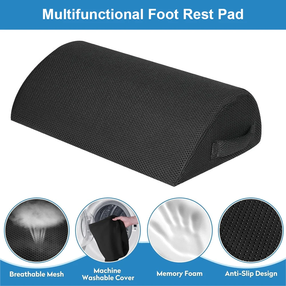 Memory Foam Foot Rest for Under Desk At Work, Office Desk Foot Stool for Office, Car, Home To Foot Support and Relax Ankles