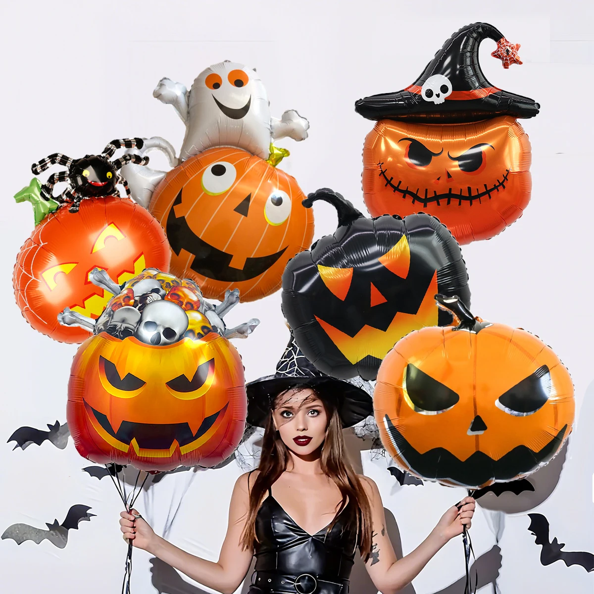 Set di 6 palloncini con zucca horror di Halloween, palloncini in alluminio di Halloween, per la decorazione della festa di Halloween per creare un terrifyi