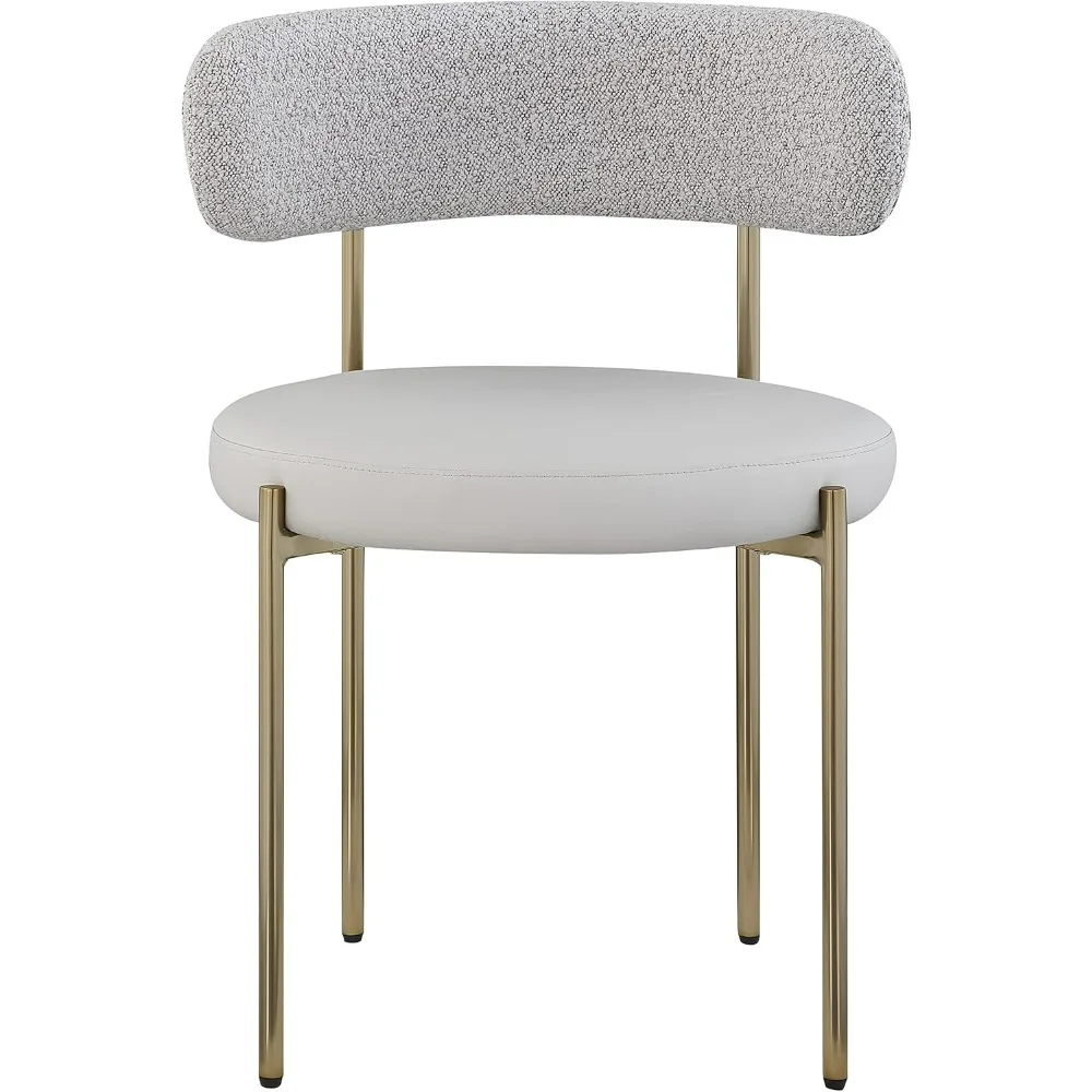 Sedia da pranzo moderna, collezione Beacon 886Taupe-C, sedile in pelle vegana in morbida tortora, design con schienale Boucle