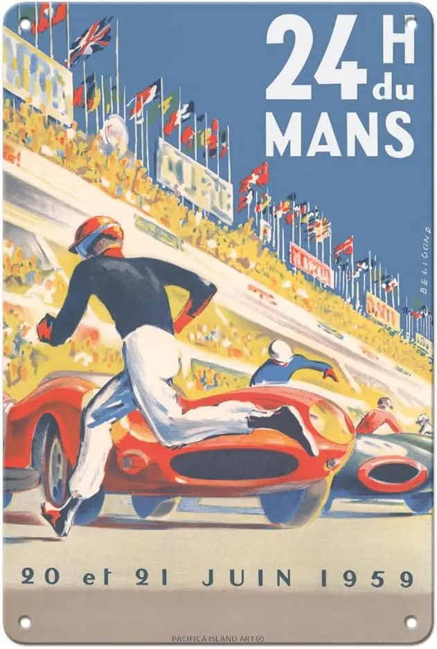 Pacifica Island Art 1959 Grand Prix - 24 hours of Le Mans France - Endurance Racing - Vintage Car Racing Poster by Michel Bélign