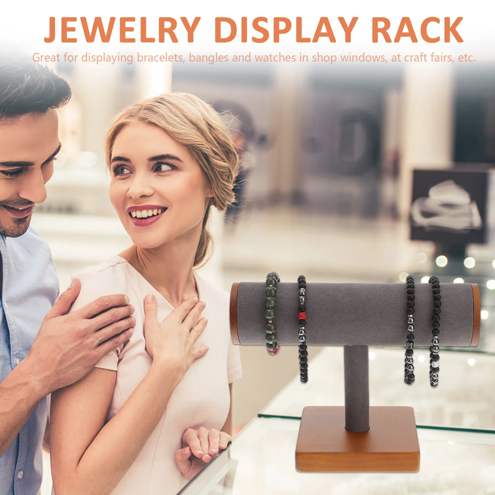 

Wooden Bracelet Chain T-Bar Jewelry Display Stand Organizer for Watches Bangles Shop Home Storage Rack Jewelry Organizer