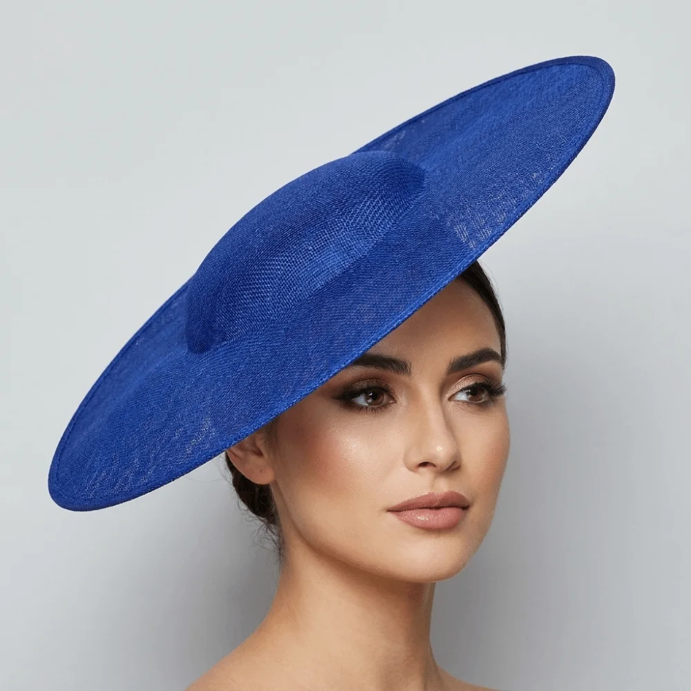 Exquisite Solid Color Mesh Hat Big Headpiece Vintage Fascinator Hat Formal Hat Wide Brim Bride Headdress Dance Show
