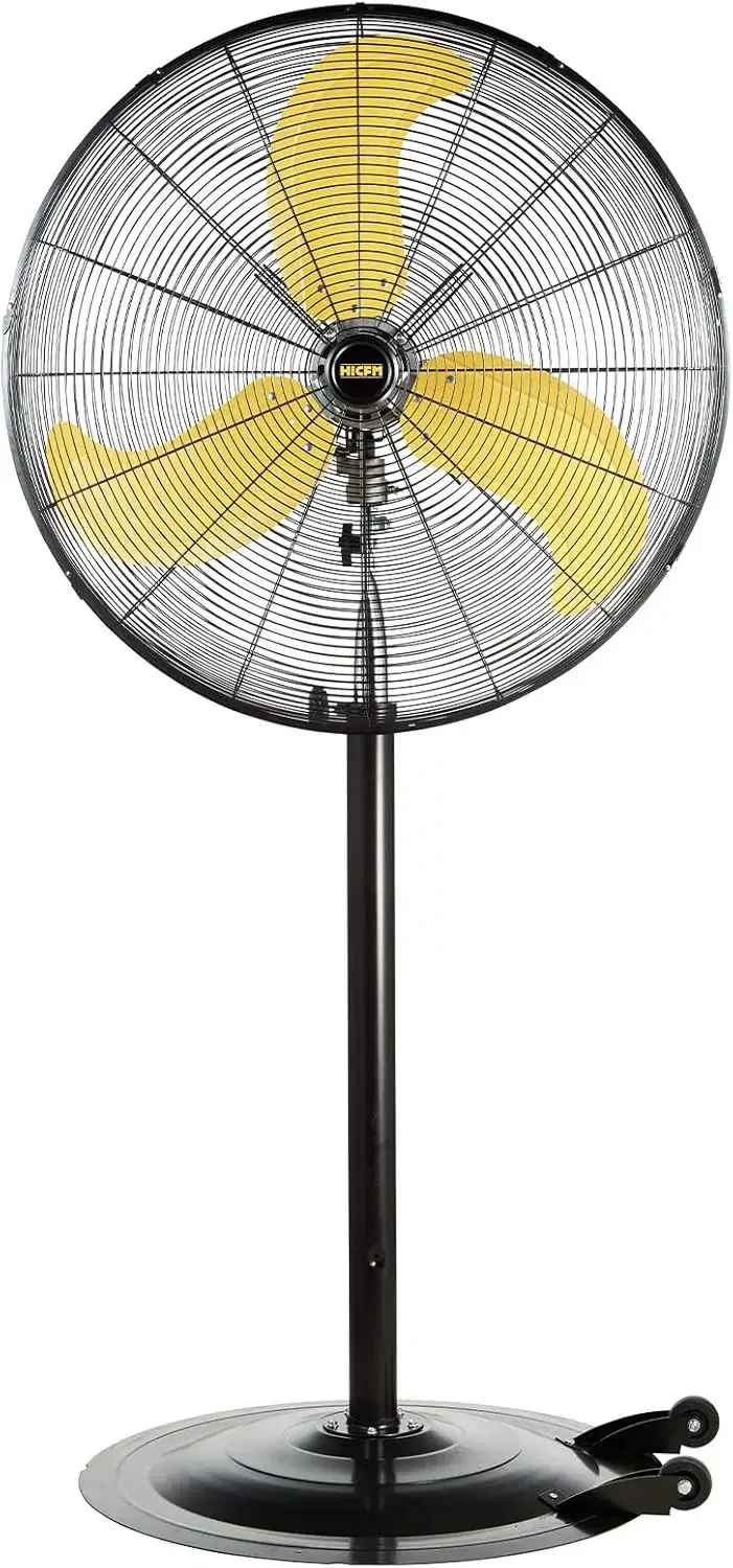 30 inch Heavy Duty High Velocity Pedestal Oscillating Fan with Powerful 1/3 HP Motor, Ball Bearing, 9 Feet Cord & Turbo Yellow B