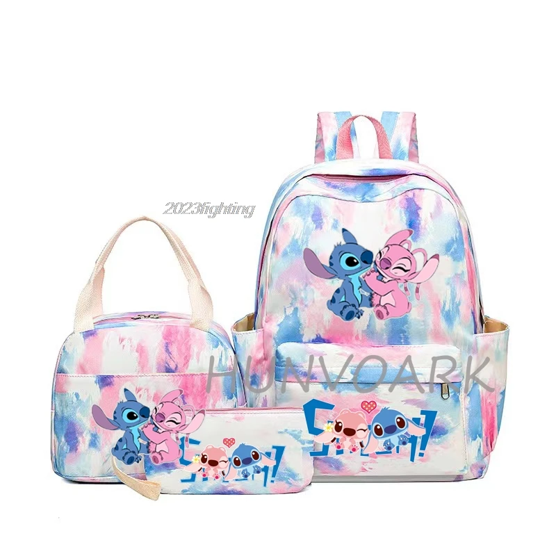 

3pcs Lilo&Stitch Backpacks Gradient Female Women Lightweight School Bags Teens Travel Casual Outdoor Mochilas With Lunch Bags