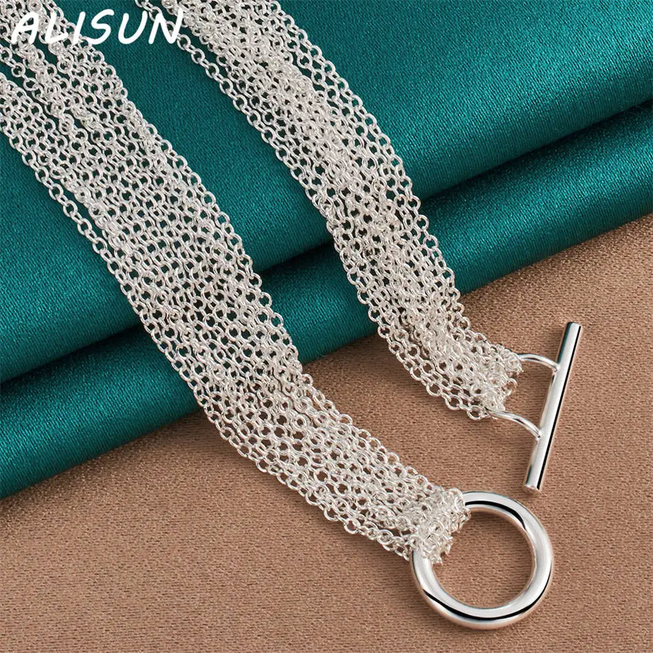 

ALISUN 925 Sterling Silver Multiple Thin Chains Necklace For Women Charm Trend Birthday Gifts Fashion Party Fine Jewelry