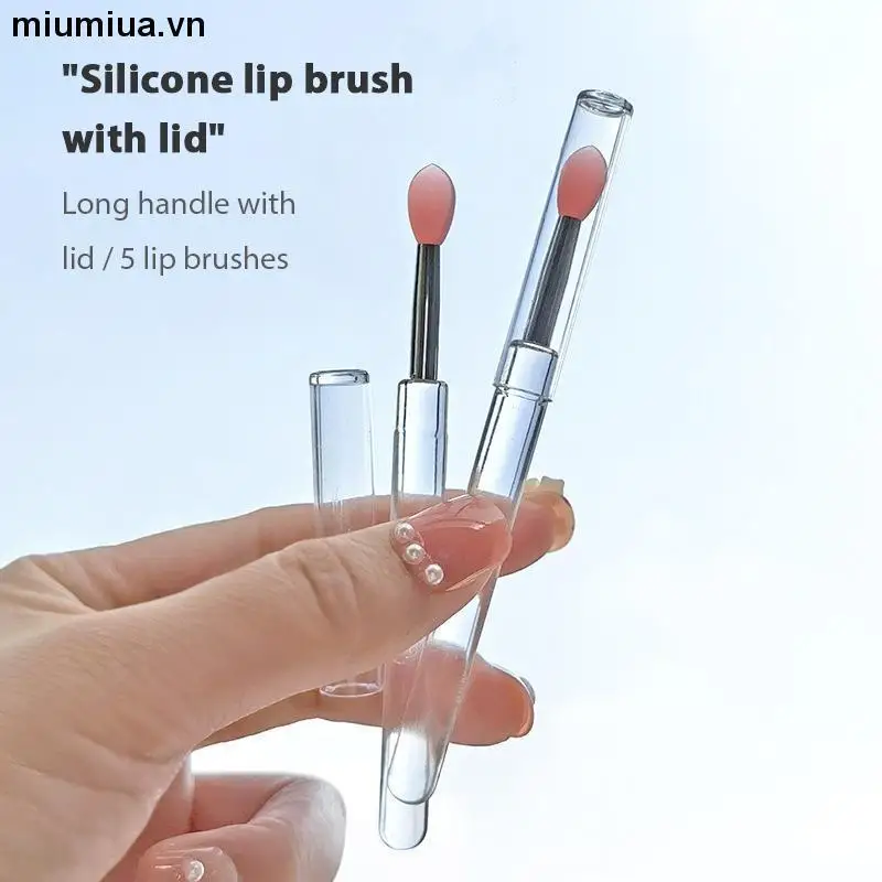 Soft Tip Silicone Lip Brushes with Dustproof Cover Durable Reusable Lip Applicator for Lip Balm Gloss Lipstick DIY Makeup
