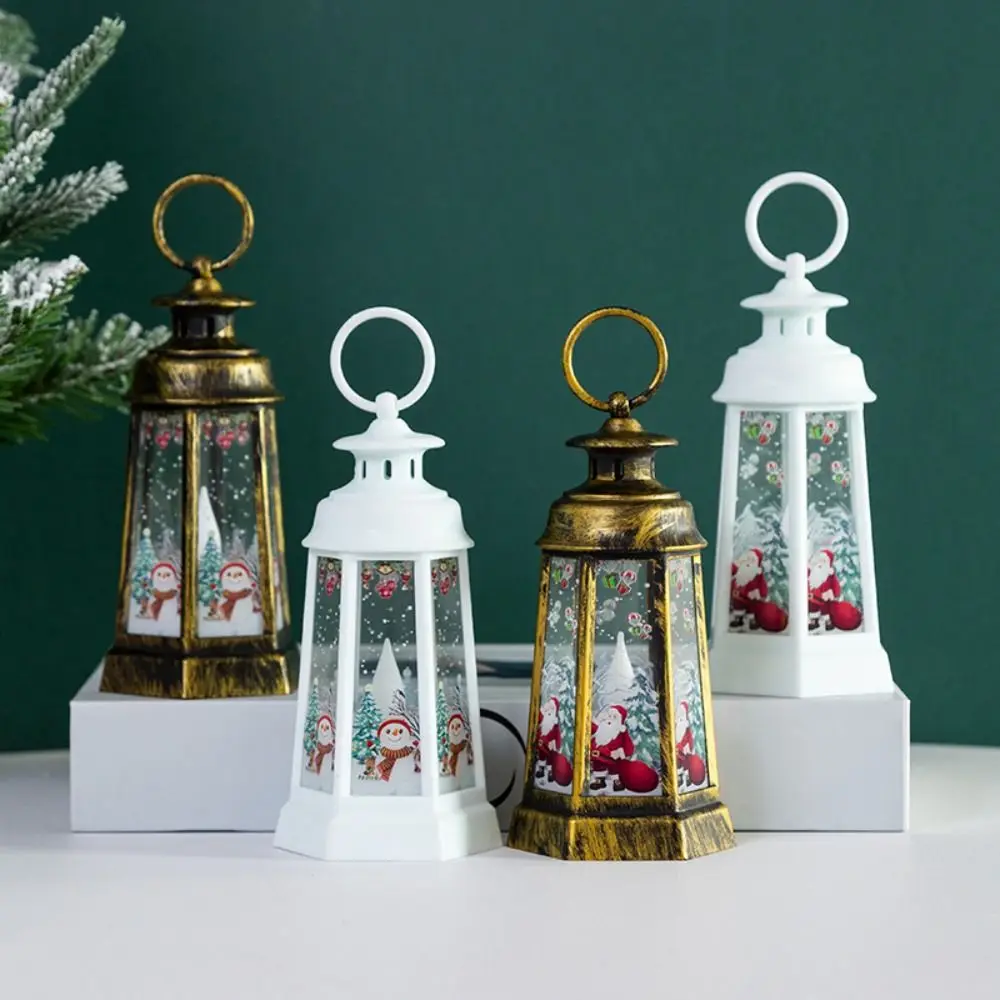 

Vintage Christmas Decorations Hanging Luminous Hand-held Nightlights Battery Operated Creative Christmas Snow Globe Lantern Home