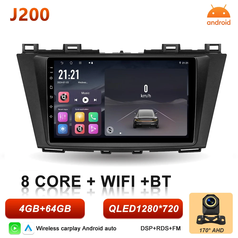 2Din Android 16 Auto autoradio voor Mazda 5 CW 2010 2011 2012 2013 2014 2015 Carplay Navigatie Video Multimedia Speler DSP Stereo