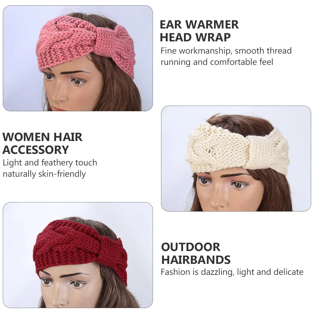 

6Pcs Ear Protection Knitted Headbands Winter Elastic Hairbands Women Outdoor Ear Warmer Hair Accessory Women Knitted Headband