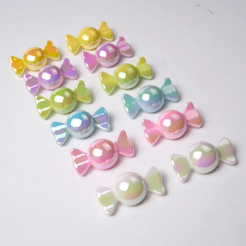 

Cute AB Spring Pastel Colors Candy Shape Acrylic Jewelry Hair Band Decor Beads Lucite Ornament Beading Material 40*20mm 50pcs