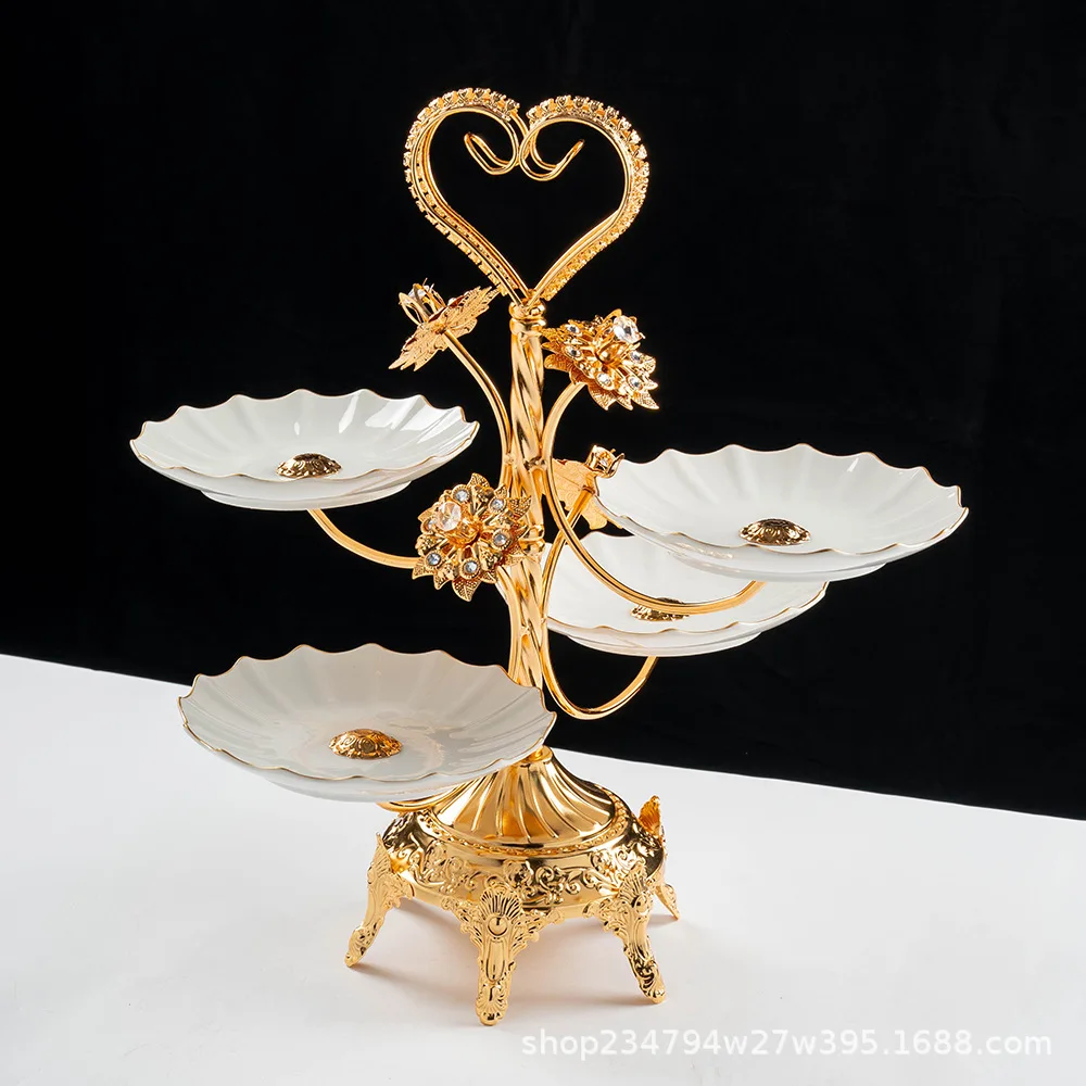 

Factory direct sales four head ceramic light luxury style home hotel living room fruit tray, coffee table European style fruit