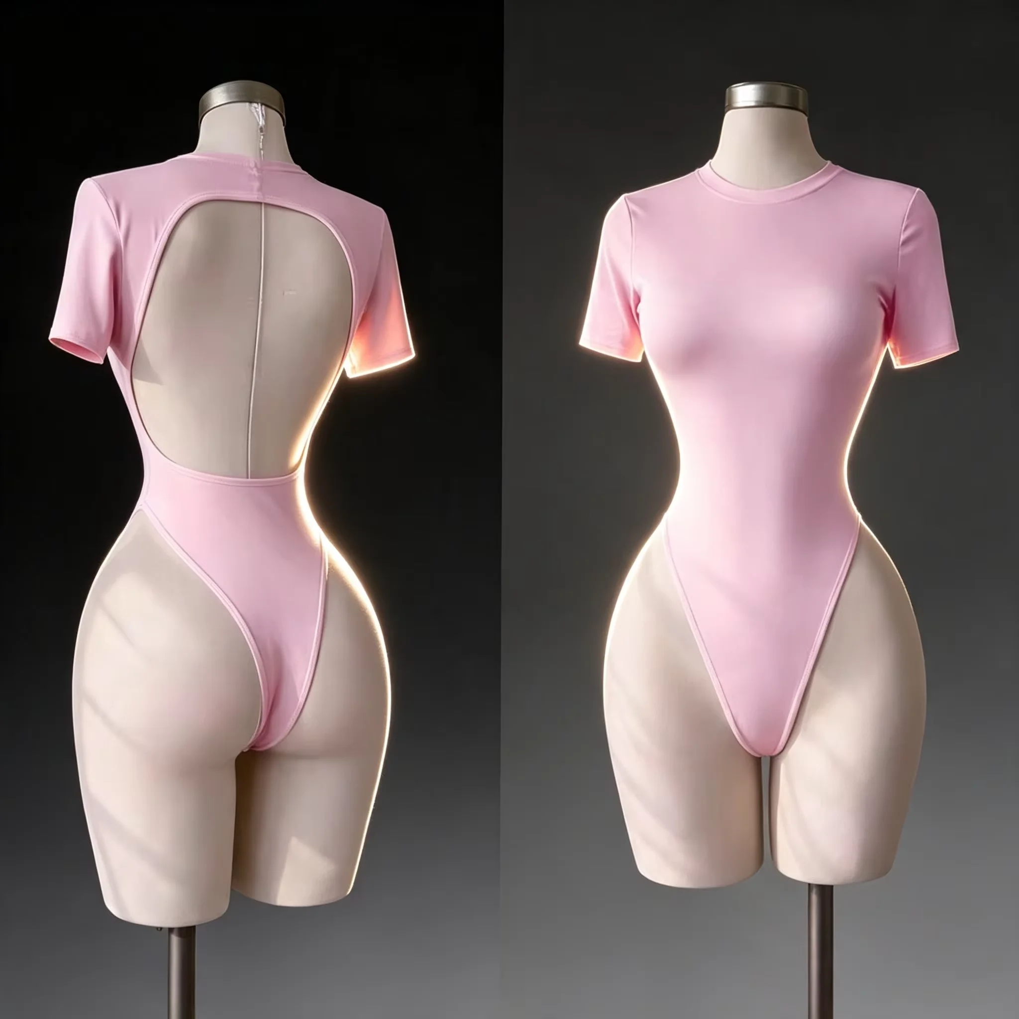 Body de Mujer Básico de Color Sólido y Alta Calidad con Espalda Descubierta
