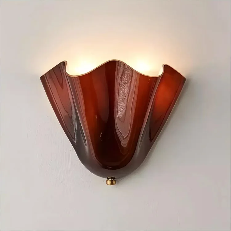 French Retro Shell Design Art Wall Lamp Wabi Sabi Style Colorful Glass Room Decor Corridor Bedroom Bedside Lamps LED Lights