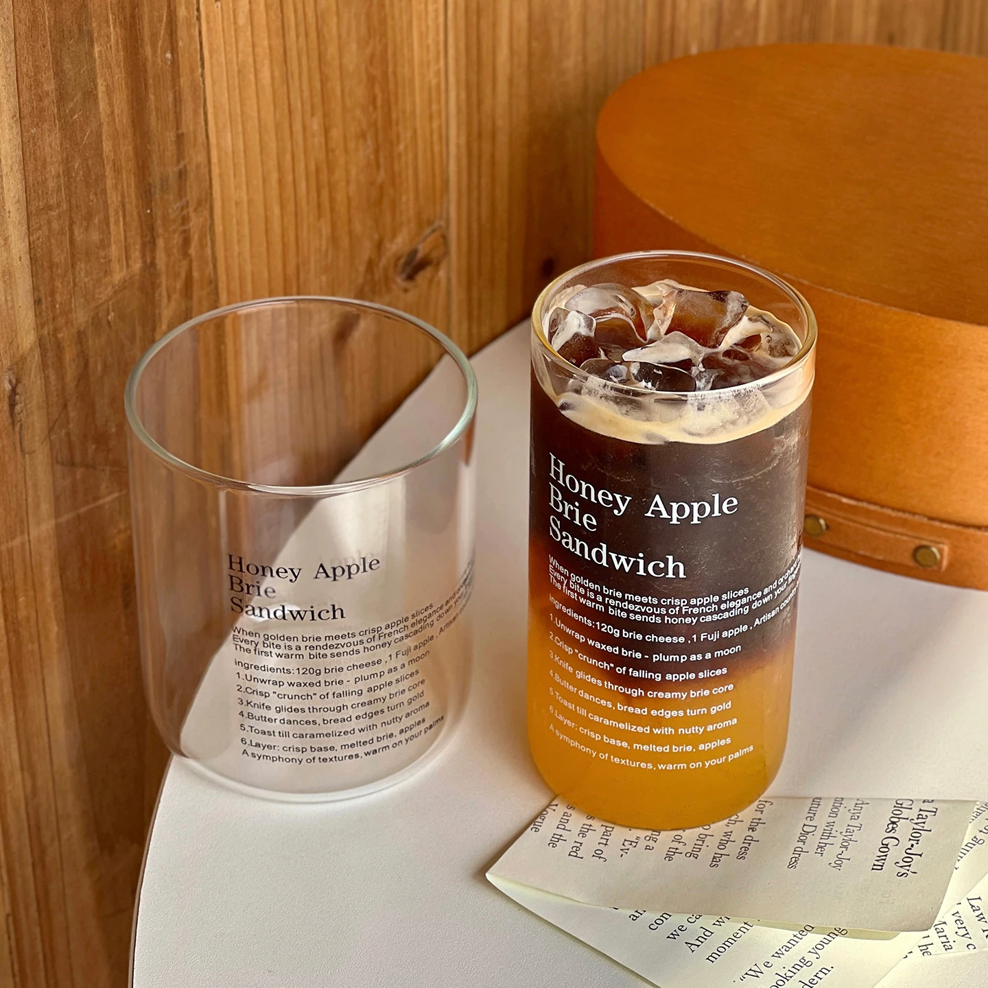 Ins Style Transparent Glass Water Cup Minimalist Letter Heat-Resistant Milk Drinkware Fashion Office Afternoon Tea Coffee Cups