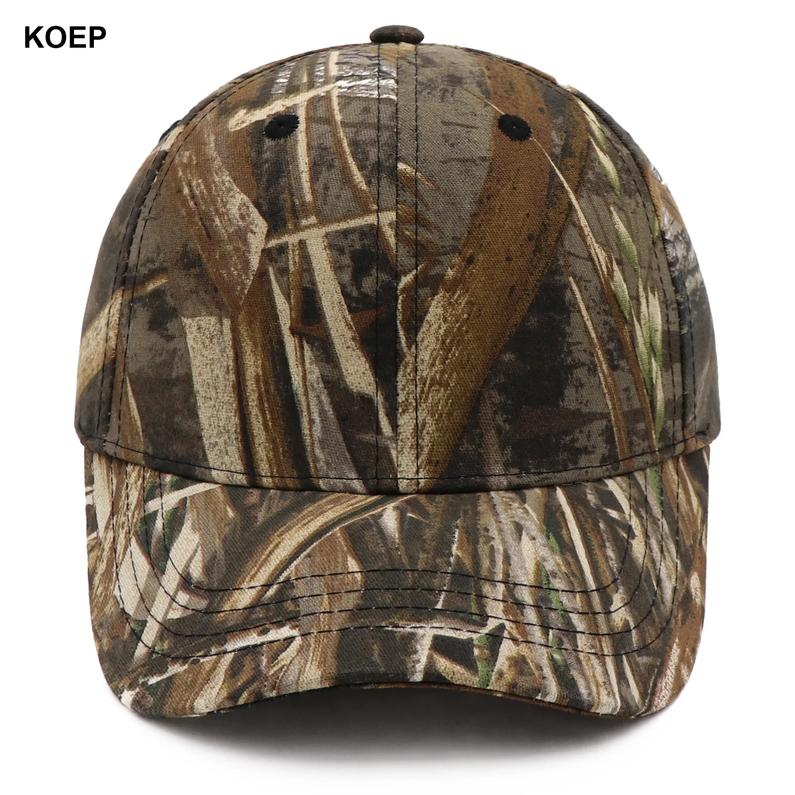 KOEP Reed Camouflage Cotton Dad Snapback Hat New Outdoor Fishing Cap with Bulrush Leaves Design for Hunting Wild Ducks KBRT2