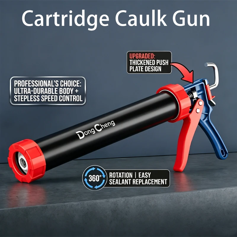 15 Inch Barrel Caulk Gun 360° Rotating Smooth Dispensing Quick Change Sealant Adhesive Applicator for Silicone Construction Tool