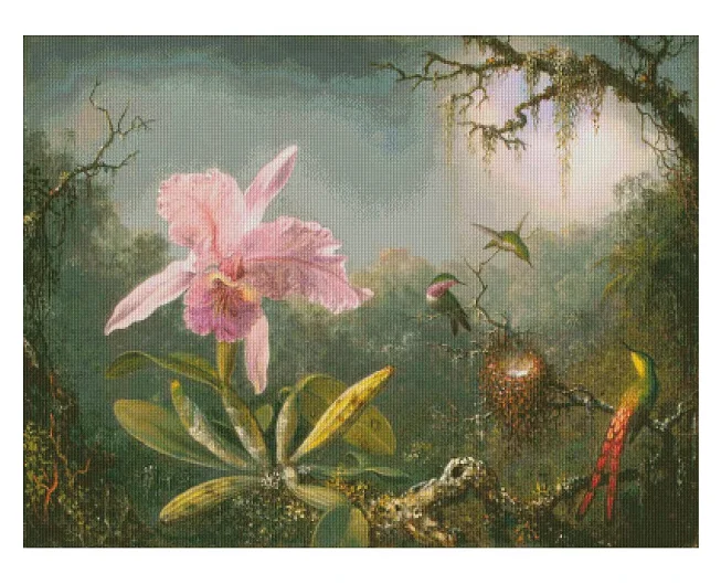 

Humming Birds flowers 18CT 16CT 14CT Unprinted Top Quality Cross Stitch Kits Embroidery Art DIY Handmade Needlework Home Decor