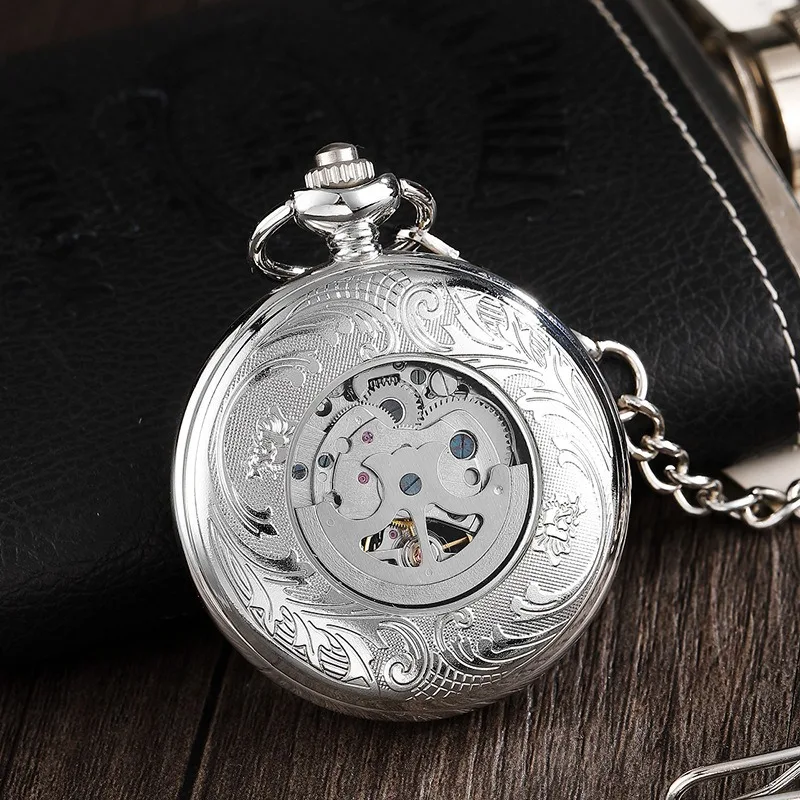 Classic carved Roman hollow automatic mechanical pocket watch flip vintage men's and women's antique gift watches