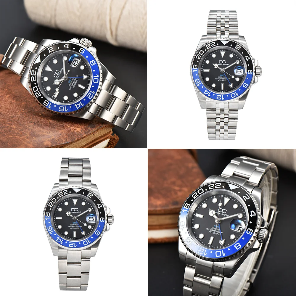40MM For NH35 NH36 NH34 GMT Watch Case Sapphire Glass Transparent Bottom Cover of Calendar Window Waterproof Case