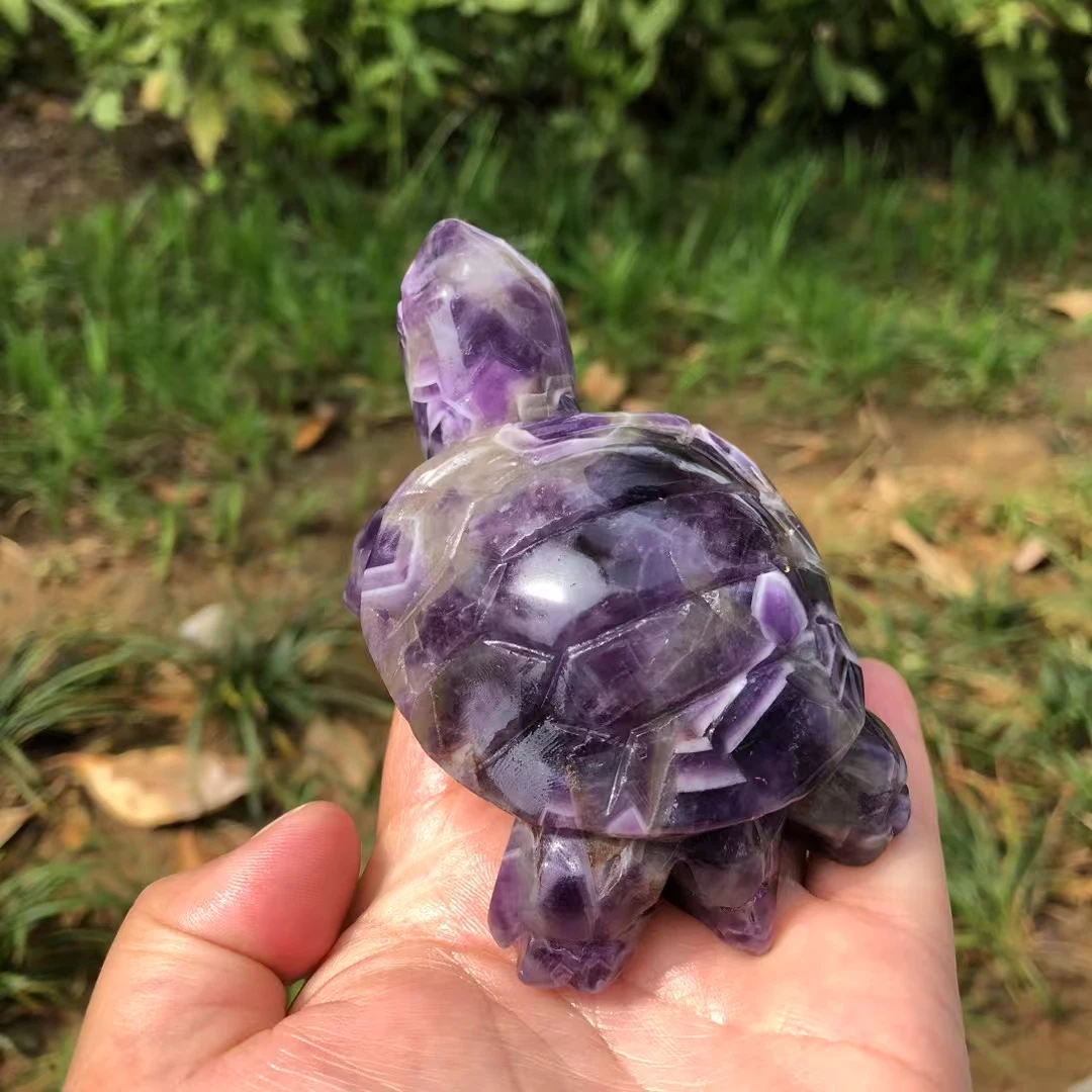 

Natural amethyst turtle Hand-carved Animal Statue Crafts home decoration