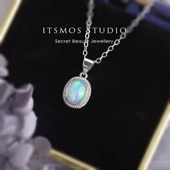 ITSMOS Natural Opal Crystal Pendant Necklace October Birthstone Gemstone Simple Necklaces…