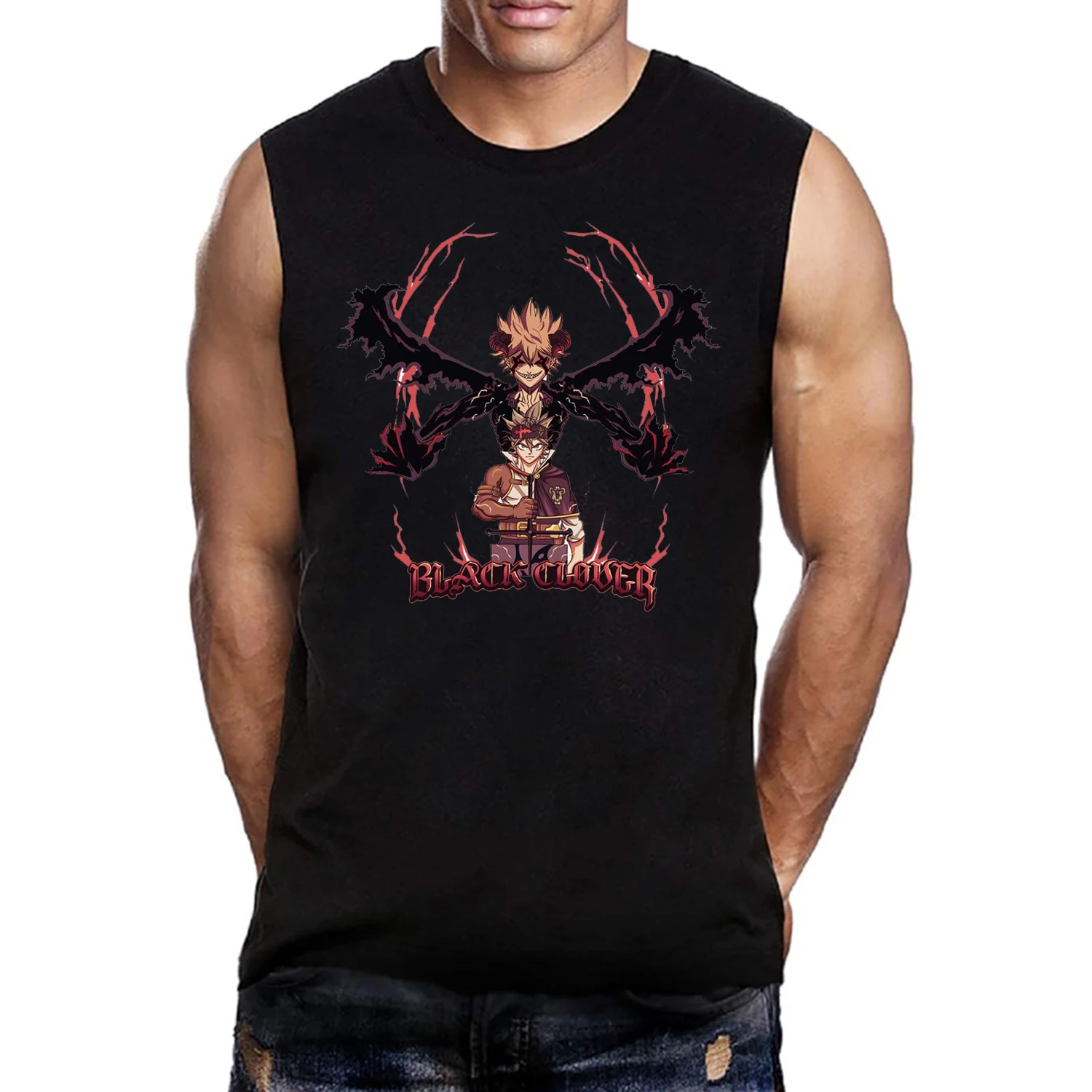 Japanese Anime Black Clover Sleeveless T Shirt Men Cartoon Graphic Print Vest Tank Tops Fashion Casual Plus Size Male T Shirt