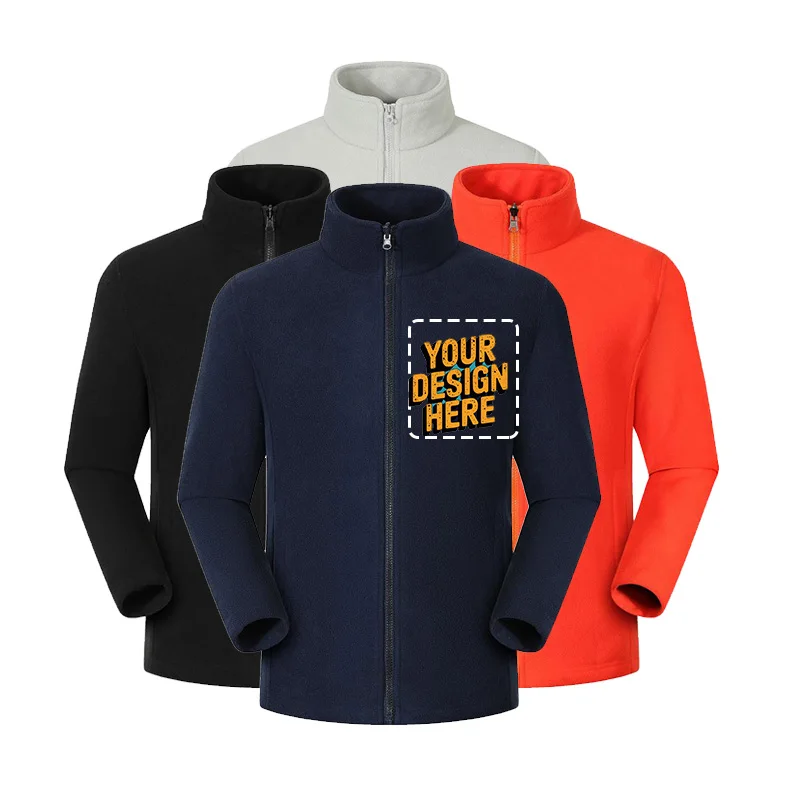 

Free Logo Printing! Unisex Heavyweight 660g Stand Collar Fleece Jacket - 100% Polyester Thermal Thermal Lining, Windproof Winter