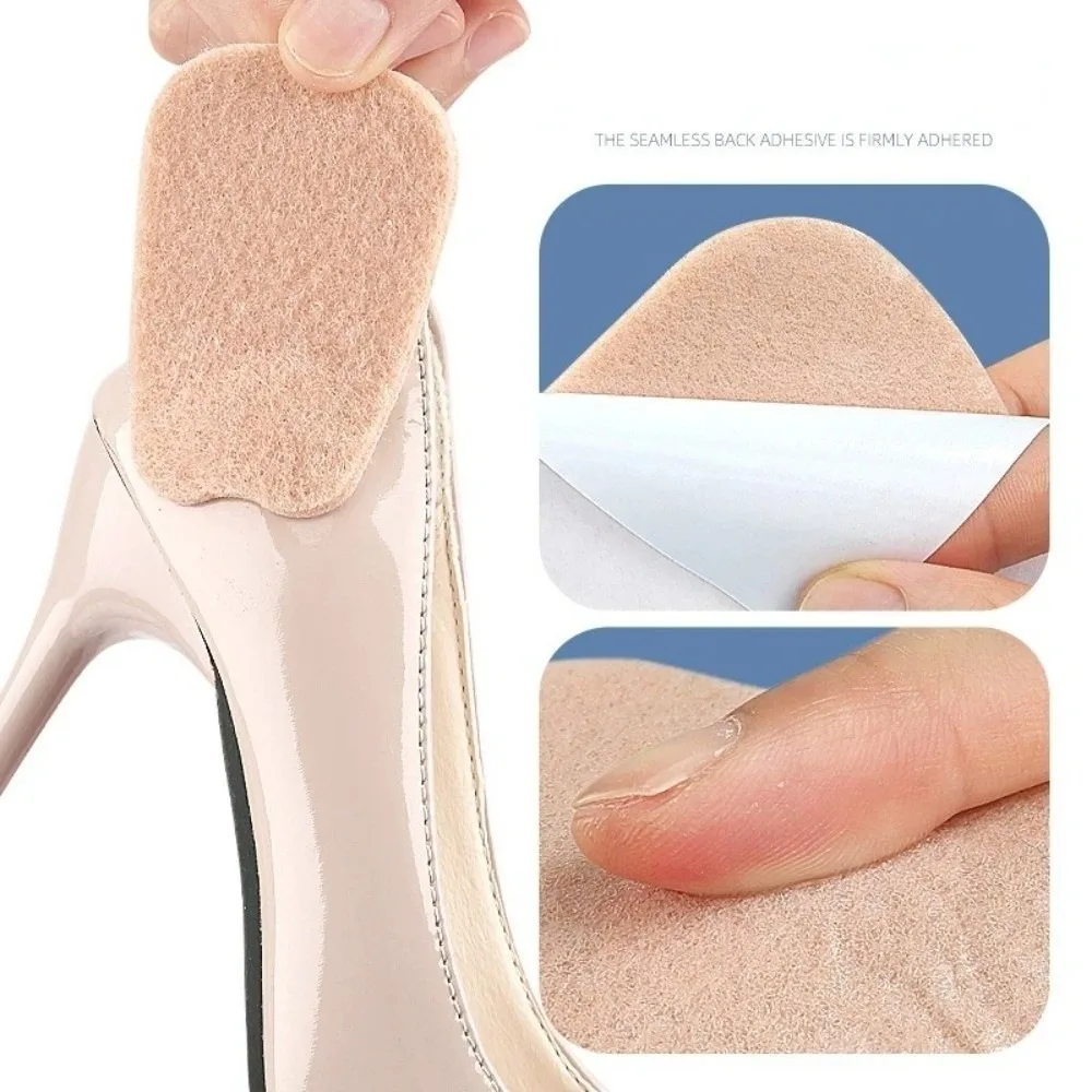 1Pair Portable Soft Rebound Felt Tongue Patch Self-adhesive Anti-wear Anti Slip Tongue Pad Shoe Loose Patch Women