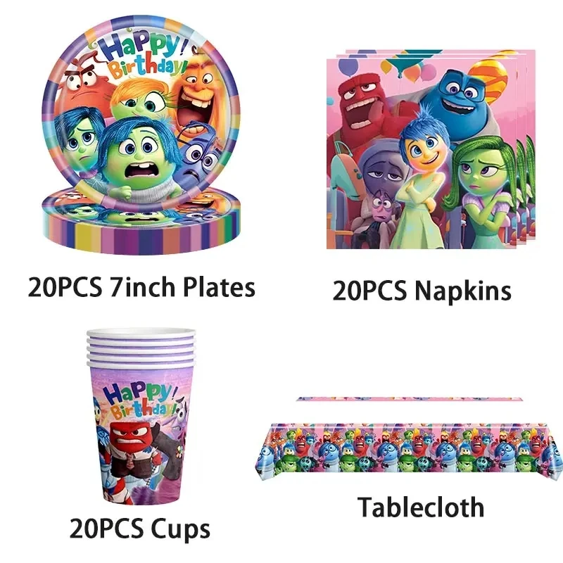 Disney Inside Out Birthday Party Decorations Balloons Plates Cups Masks Anxiety Keychains Inside Out 2 Birthday Party Supplies