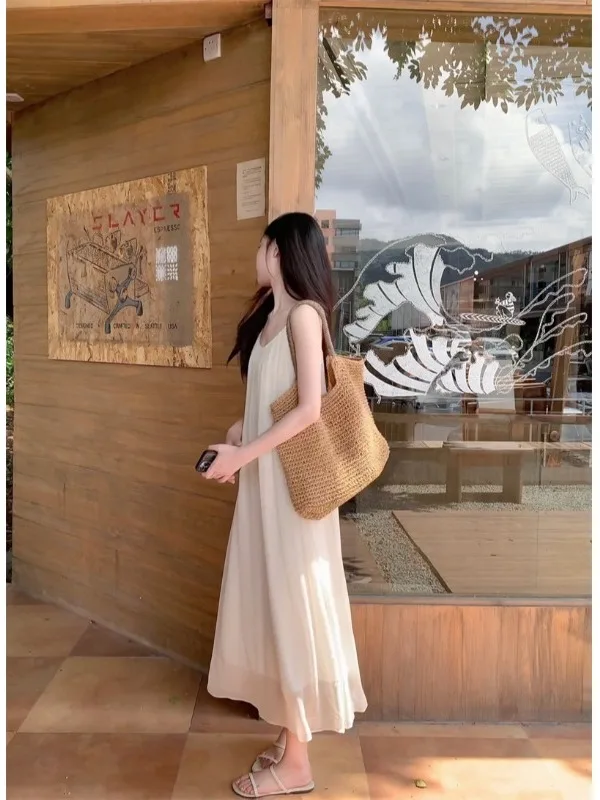 Gonna Estiva Casual Larga Stile Fatato per Donna, Abbigliamento da Spiaggia, Leggera e Traspirante in Poliestere