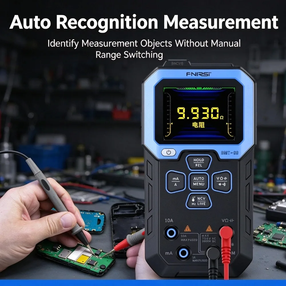 FNIRSI DMT-99 Digital Multimeter True RMS 10000 Counts Resistance Capacitance Frequency Temperature Current Voltage NCV Tester