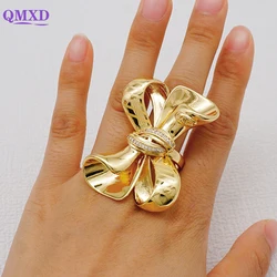 Dubai Jewelry Copper Ring Brazilian Women Gold Color Wedding Bride Arabic Ethiopian Finger Ring Nigerian Jewellery Moroccan Ring