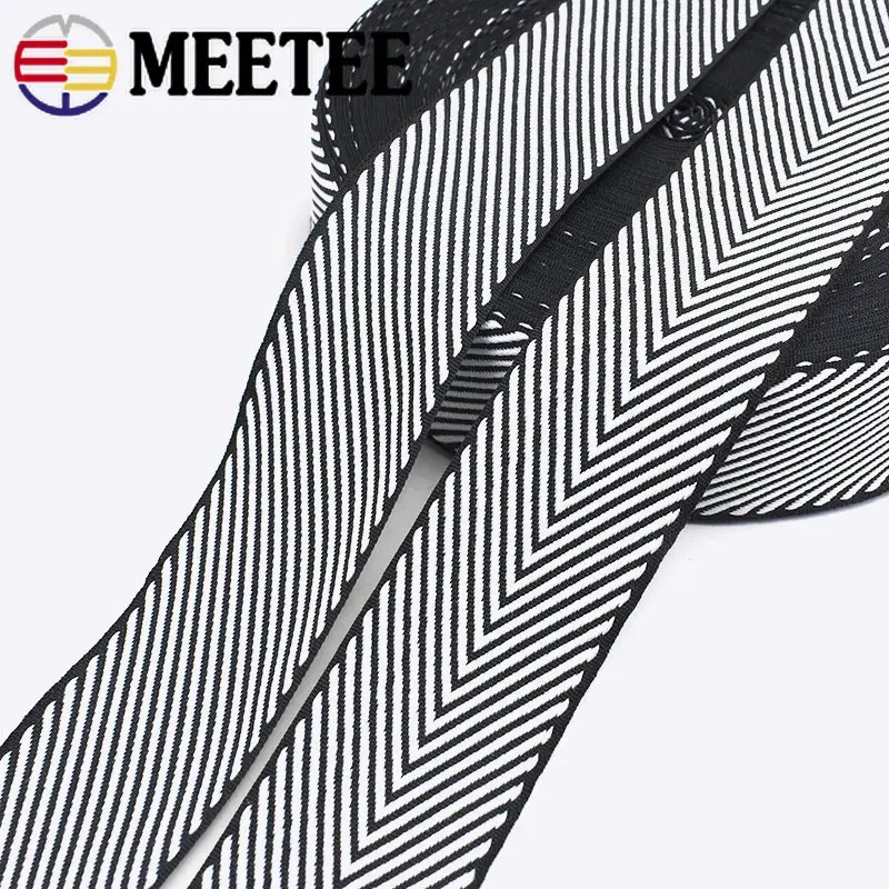 20Meters 10-38mm Herringbone Jacquard Webbing Tapes Black White Ribbon Bags Strap Decoration Band DIY Garment Sewing Accessories