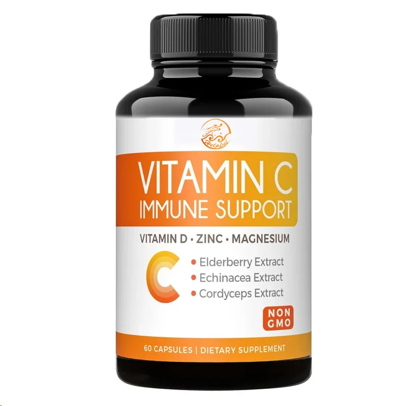 Immune support supplement elderberry vitamin C D and zinc magnesium, echinacea, cordyceps sinensis 60 vegetarian capsules