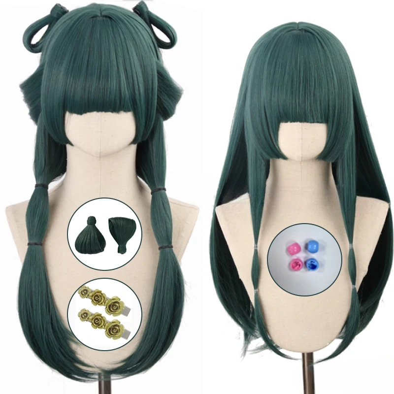 

In Stock Maomao Cosplay Wig Anime Apothecary Diaries Cosplay Accessories Blackish Green Long Hair Mao Mao Cosplay Wig +Wig Cap