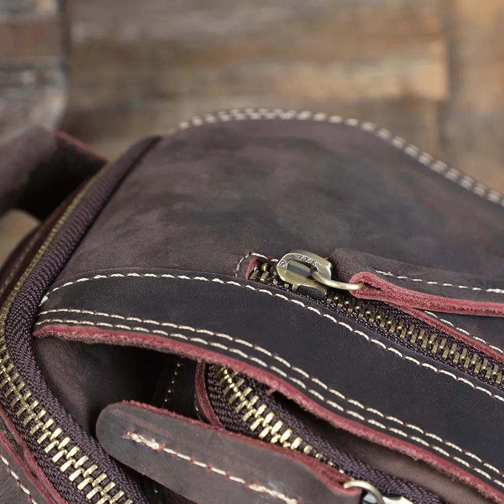 Echtes Leder Vintage Herren Umhängetaschen Crazy Horse Leder Messenger Bag Schultertasche Rindsleder Retro Mode Casual – Detail 12