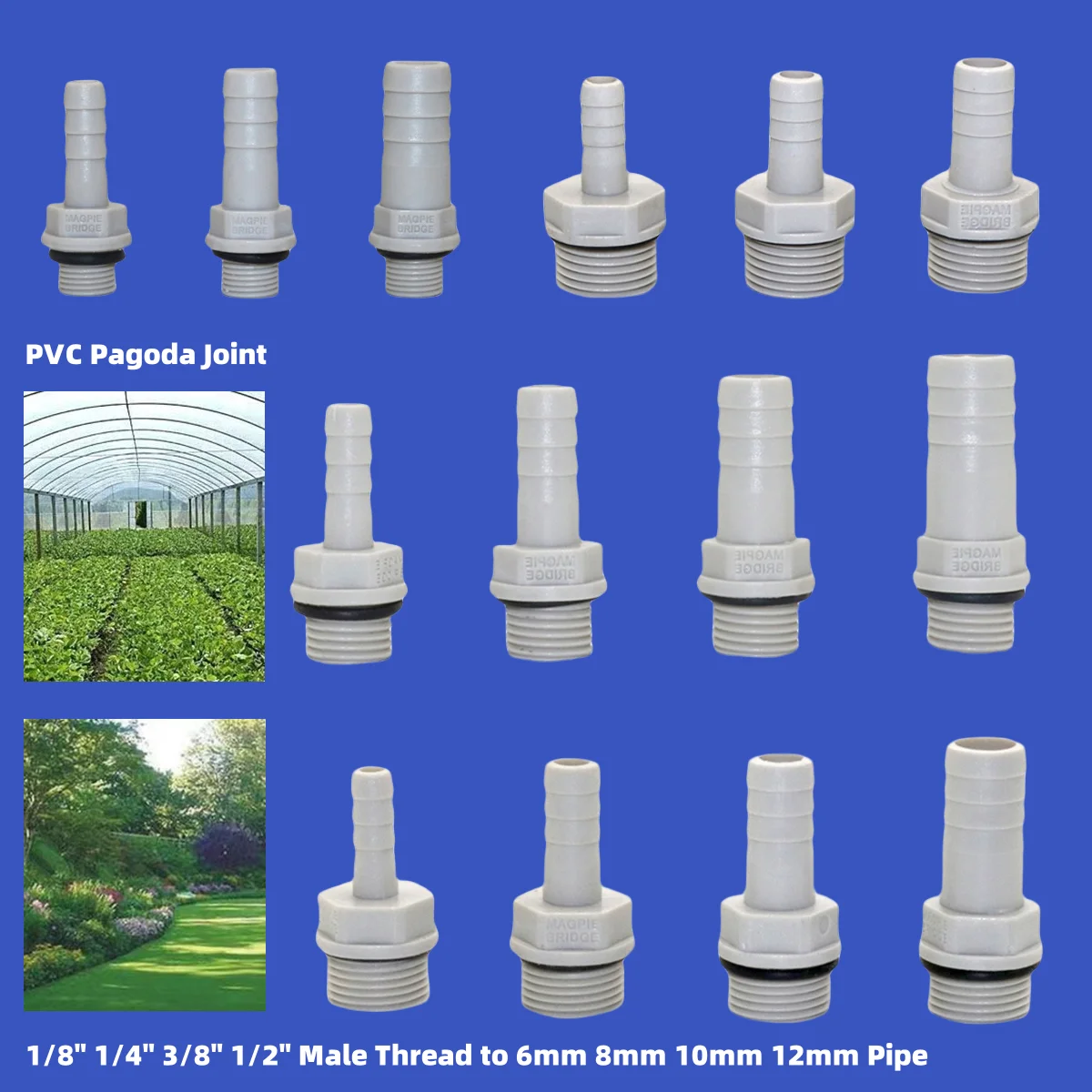 10 قطعة معبد PVC موصلات مستقيمة 1/8 "1/4" 3/8 "1/2" ذكر الموضوع إلى 6 مللي متر 8 مللي متر 10 مللي متر 12 مللي متر ساحة الري خزان الأسماك مضخة المفاصل