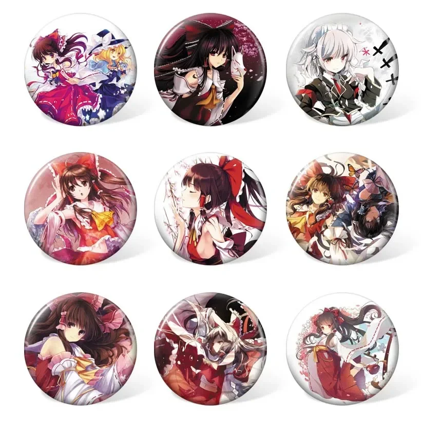 

9pcs/set Anime TouHou Project Cartoon Badges Hakurei Reimu Cosplay Clothing & Accessories or Collection