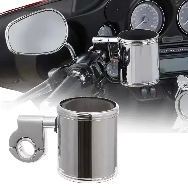 Per portabicchieri cromato regolabile per moto universale per Touring Glide Road King Sportster