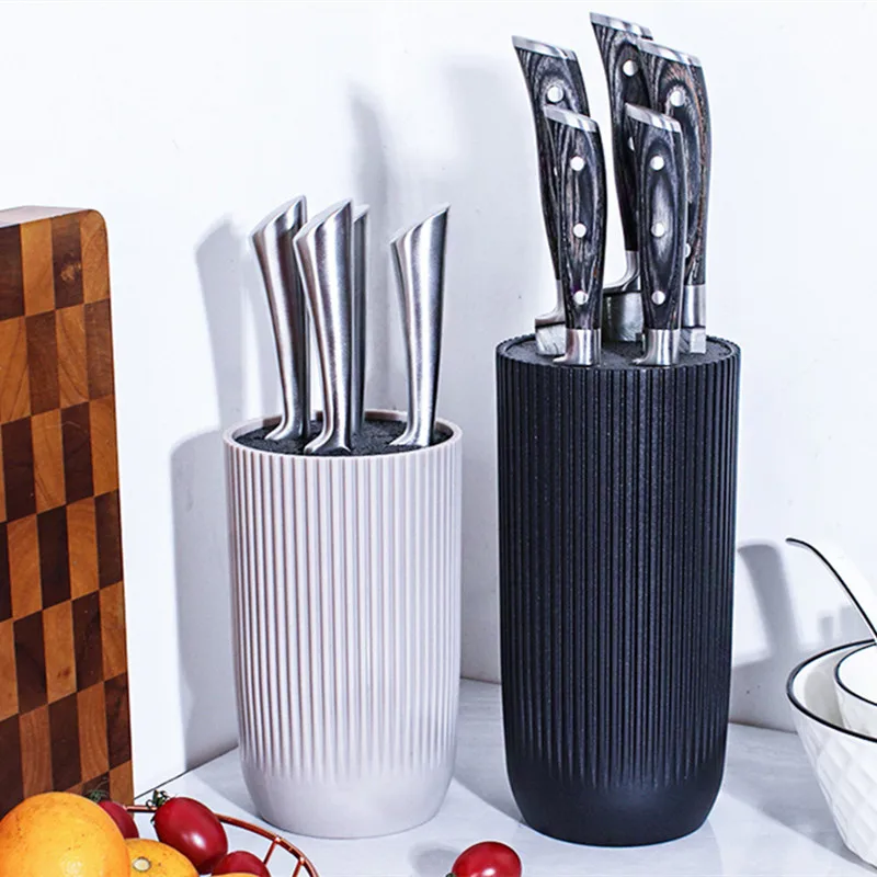 

Universal Knife Block Holder Plastic Chef Knife Stand With Removable Bristles Kitchen Counter Knives Rack Organizer Storage Tool