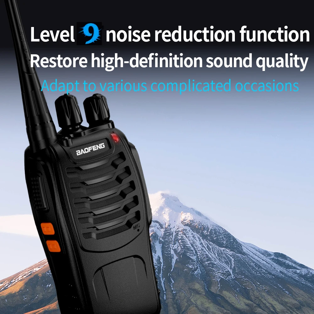 2PCS Baofeng 888S Plus Professional Handheld Two-Way Walkie Talkie  Frequency Ran 1-3KM Ran 5W Power Output 1500MAh Battery Car