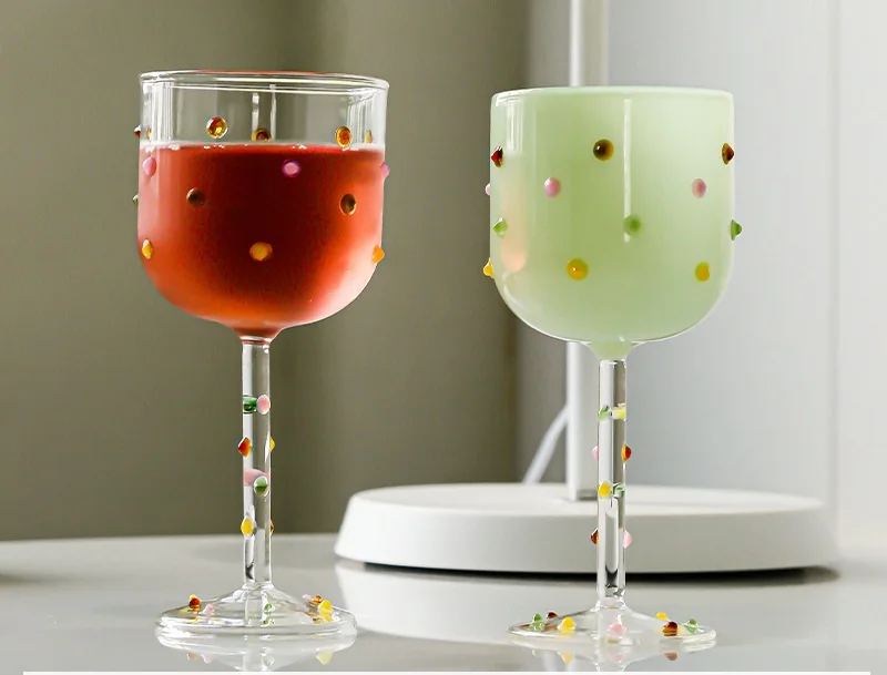1 Piece 300ML Creative Colorful Sugar Bean High-color Wine Glass Tall Glass Red Wine Glasses Western Wine